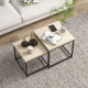 Coffee Table Set of 2, Nest of Tables with 3.5cm Thick Tabletop, Oak