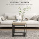 Coffee Table Set of 2, Nest of Tables with 3.5cm Thick Tabletop, Oak