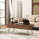 Coffee Table with Storage, Living Room Table with Drawers, Rectangular Tea Table with Steel Base for Home, 100 x 50 x 41 cm, Bro