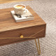 Coffee Table with Storage, Living Room Table with Drawers, Rectangular Tea Table with Steel Base for Home, 100 x 50 x 41 cm, Bro
