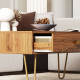Coffee Table with Storage, Living Room Table with Drawers, Rectangular Tea Table with Steel Base for Home, 100 x 50 x 41 cm, Bro