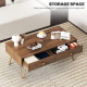Coffee Table with Storage, Living Room Table with Drawers, Rectangular Tea Table with Steel Base for Home, 100 x 50 x 41 cm, Bro