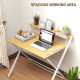 Compact Folding Desk for Small Spaces, Foldable Computer Desk with Storage Shelf for Home Office, 2-Tier Study Writing Table, 86