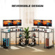 Computer Desk with Power Outlets and LED Lights, 120 x 50cm Reversible Home Office Desk with Monitor Stand and 2-Tier Storage Sh