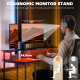 Computer Desk with Power Outlets and LED Lights, 120 x 50cm Reversible Home Office Desk with Monitor Stand and 2-Tier Storage Sh