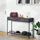 Console Table Worktop Bottom Shelf Home Two Drawer Industrial Minimal Style Grey Wood Tone Effect