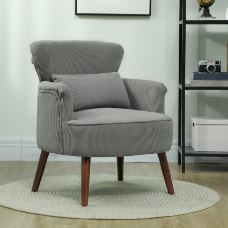 Corduroy Retro Accent Chair - Light Grey