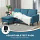 Corner Sofa with Reversible Chaise Lounge, Corduroy Fabric 3 Seater Sofa Settee for Living Room, L Shaped Couch with Scatter Bac