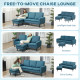 Corner Sofa with Reversible Chaise Lounge, Corduroy Fabric 3 Seater Sofa Settee for Living Room, L Shaped Couch with Scatter Bac