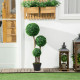 Decorative Artificial Plant Boxwood Ball Topiary Tree in Pot Fake Plant for Home Indoor Outdoor Decor, 90 cm, Dark Green