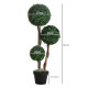 Decorative Artificial Plant Boxwood Ball Topiary Tree in Pot Fake Plant for Home Indoor Outdoor Decor, 90 cm, Dark Green