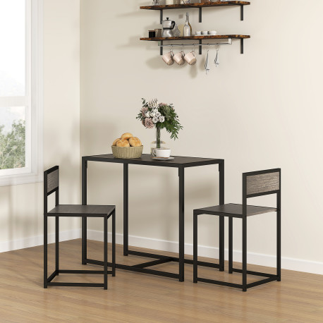 Dining Table and Chairs Set 2, Dining Room Sets, Rectangular Space Saving Table and 2 Chairs for Compact Kitchens, Steel Frame, 