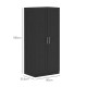 Double Paneled Door Wardrobe, with Shelves - Black