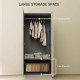 Double Paneled Door Wardrobe, with Shelves - Grey