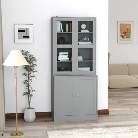 Double Storage Display Cabinet - Grey