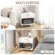 Elegant Bedside Table, with Drawer and Shelf - White/Gold Tone