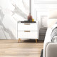 Elegant Two-Drawer Bedside Table - White
