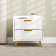 Elegant Two-Drawer Bedside Table - White