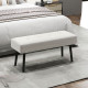 End of Bed Bench, Corduroy Bedroom Bench with Thick Padding and Steel Legs, Tufted Window Seat for Entryway, Living Room, Cream 