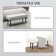 End of Bed Bench, Corduroy Bedroom Bench with Thick Padding and Steel Legs, Tufted Window Seat for Entryway, Living Room, Cream 
