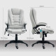 Executive Office Chair with Massage and Heat, High Back PU Leather Massage Office Chair with Adjustable Height, Light Grey