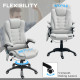 Executive Office Chair with Massage and Heat, High Back PU Leather Massage Office Chair with Adjustable Height, Light Grey