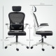 Executive Office Chair, Ergonomic Mesh High Back Desk Chair with Flip-up Armrest, Rotatable Headrest, Adjustable Lumbar Support,