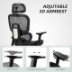 Executive Office Chair, Ergonomic Mesh High Back Desk Chair with Lumbar Support, Reclining Function, Swivel Computer Chair with 