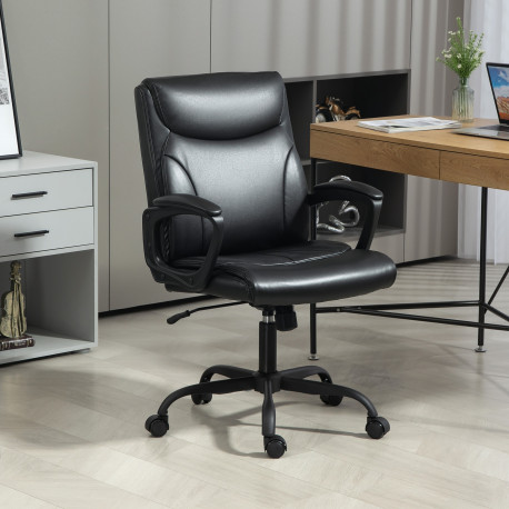 Executive Office Chair, Faux Leather Desk Chair with Height Adjustable, Swivel Wheels and Tilt Function, Computer Chair for Home
