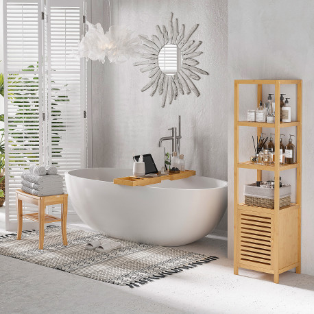 Extendable Bamboo Bathtub Shelf Rack Bath Caddy Tray Bathroom Storage