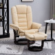 Faux Leather Extra-Padded Reclining Chair &amp; Footstool Beige