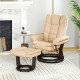 Faux Leather Extra-Padded Reclining Chair &amp; Footstool Beige