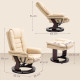 Faux Leather Extra-Padded Reclining Chair &amp; Footstool Beige