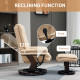 Faux Leather Extra-Padded Reclining Chair &amp; Footstool Beige