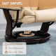 Faux Leather Extra-Padded Reclining Chair &amp; Footstool Beige