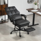 Faux Leather Reclining Office Chair, with Footrest - Black