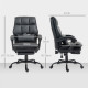 Faux Leather Reclining Office Chair, with Footrest - Black