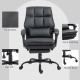Faux Leather Reclining Office Chair, with Footrest - Black