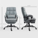 Faux Leather Reclining Office Chair, with Footrest - Grey