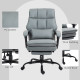 Faux Leather Reclining Office Chair, with Footrest - Grey