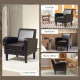 Faux Leather Simple Armchair - Brown