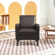 Faux Leather Simple Armchair - Brown
