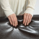 Faux Leather Simple Armchair - Brown