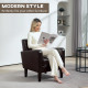 Faux Leather Simple Armchair - Brown