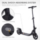 Folding Kick Scooter Hight-Adjustable Urban Scooter w/ Rear Brake, Double Shock Absorption System &amp; 2 Big Wheels, For 14+ Teens 