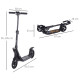 Folding Kick Scooter Hight-Adjustable Urban Scooter w/ Rear Brake, Double Shock Absorption System &amp; 2 Big Wheels, For 14+ Teens 