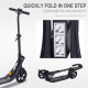 Folding Kick Scooter Hight-Adjustable Urban Scooter w/ Rear Brake, Double Shock Absorption System &amp; 2 Big Wheels, For 14+ Teens 