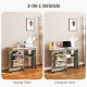Folding Sewing Table, Drop Leaf Craft Table with Storage Bins, Open Shelf and Wheels, Rolling Sewing Machine Cabinet Computer De