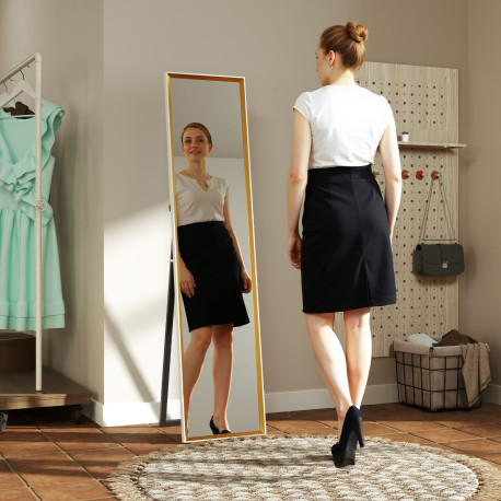 Full Length Mirror, 37 x 157cm Wall Mounted, Leaning, Free Standing Mirror, Framed Full Body Mirror for Living Room, Bedroom, Wh
