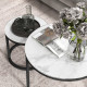Glass Coffee Table Set of 2, Round Nest of Tables with Marble-Effect Tempered Glass Tabletop and Steel Frame, Modern Side Tables